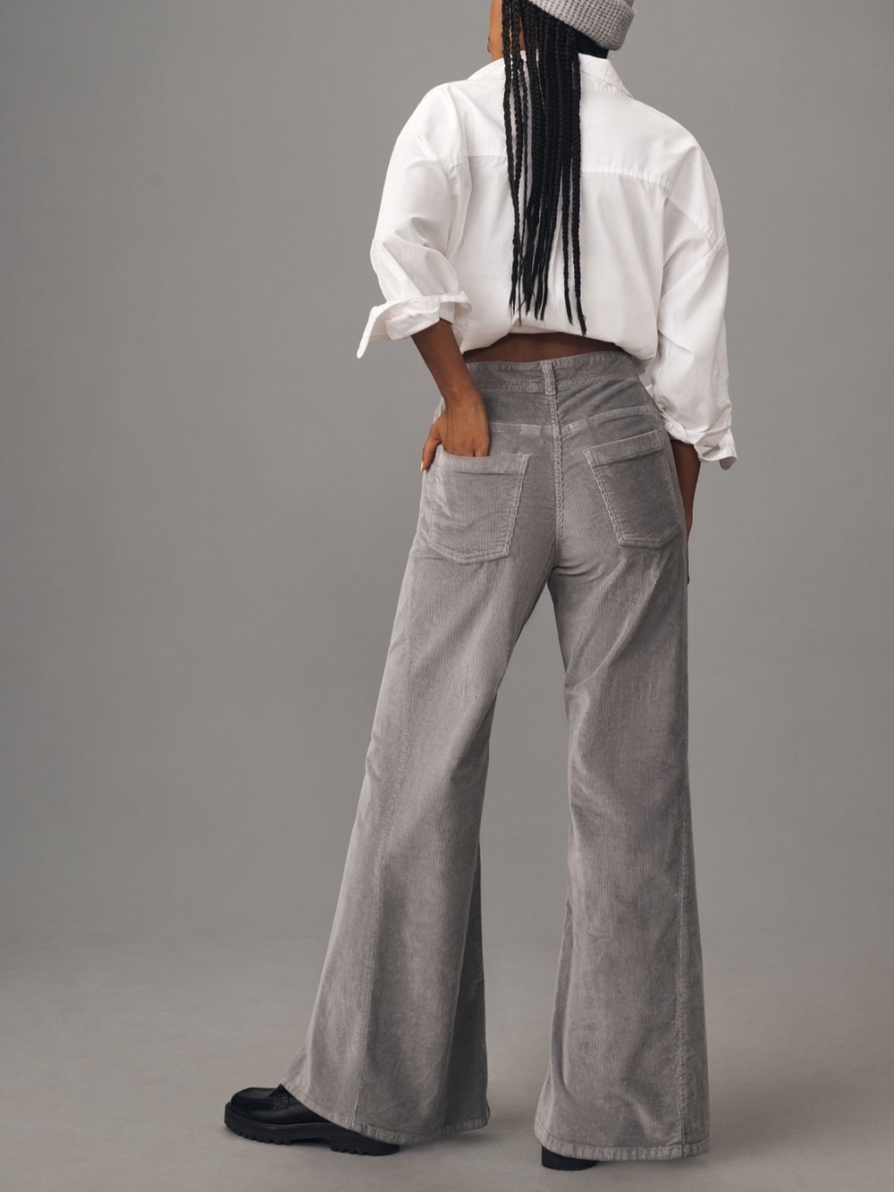 Pilcro Anthropologie Adi Corduroy Mid-rise Flare Jeans Size 20 Gray - Picture 3 of 13